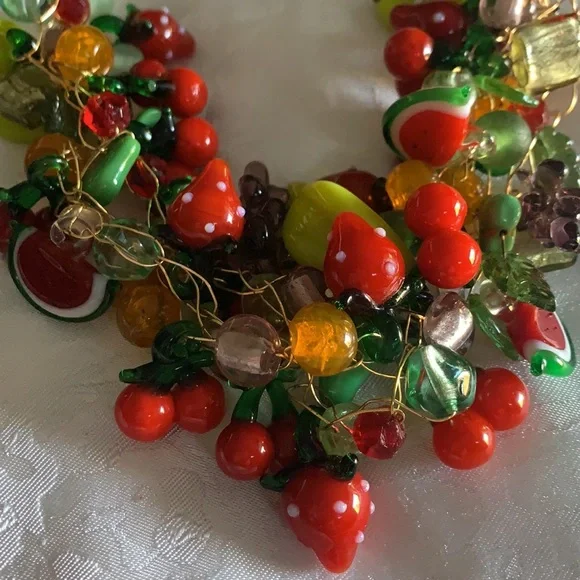 Sold 💐Fruity Murano glass statement Necklace - Picture 11 of 12